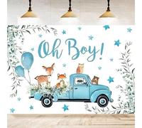 Photography Backdrop Holy Cow Baby Shower Oh Boy Background Greenery Red Tractor Farm Animals Baby Party Decor Banner Poster 120X80cm