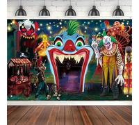 Photography Backdrop Horror Circus Entrance Halloween Party Evil Clown Carnival Background Banner Scary Decor Photo Booth Props 120X80cm