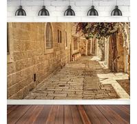 Photography Backdrop Jerusalem Old Narrow Street Old Stone Spring Flowers Sunshine Background For Portrait Shooting Banner 240x180cm