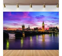 Photography Backdrop London Bridge Big Ben Modern City Night View Clock Tower Lights River England Travel Landmark Background 300x200CM