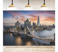 Photography Backdrop London Bridge Big Ben Modern City Night View Clock Tower Lights River Travel Landmark Photo Background 240x180cm