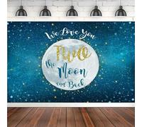 Photography Backdrop Love You Two The Moon And Back 2nd Birthday Party Background Galaxy Planets Golden Starry Sky Decorations 180X120cm