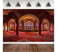 Photography Backdrop Medieval Palace Colorful Carpet On Floor Stained Glass Stone Pillar Arch Roof Background Birthday Party 300x200cm