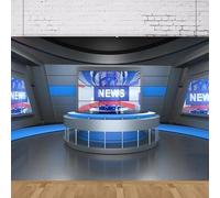 Photography Backdrop News TV Broadcast Studio Recording Filming Conference Kids Reporter Office Background Portrait Shoot 350x240CM