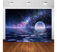 Photography Backdrop Night Sky Full Moon Starry Sky Universe Newborn Baby Shower Birthday Party Poster Background Banner 350x240CM