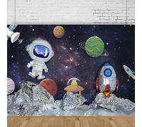 Photography Backdrop Outer Space Astronaut Rocket Banner For Happy Birthday Party Decor Background Portrait Shooting Poster 350x240CM