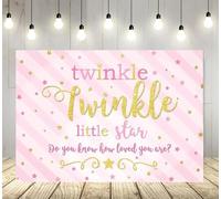Photography Backdrop Pink Blue Twinkle Twinkle Little Star Baby Shower Glitter Gold Stars Moon Background Poster Decoration 240x180cm