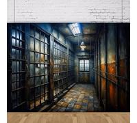 Photography Backdrop Prison Jail Cell Forbidden Room Background Mystery Happy Birthday Party Decor Portrait Shooting Poster 250x180CM