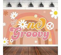 Photography Backdrop Rainbow Banner One Groovy Rainbow 1 Year Old Birthday Party Supplies Decor For Baby Girls Background 300x200cm