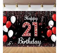Photography Backdrop Red Black And White Balloon Poster For Her Happy 21st Birthday Party Decor Background Portrait Shoot Banner 250x180CM