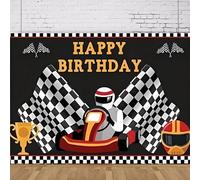 Photography Backdrop Red Race Car Exciting Game Checkered Flag Banner For Happy Birthday Party Decor Portrait Shoot Background 300x200CM