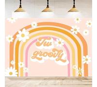 Photography Backdrop Retro Poster Baby Girls Two Groovy 2nd Year Old Birthday Party Decor Daisy Flower Background 350x240CM