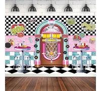 Photography Backdrop Rock Roll Sock Hop Back To 1950s Soda Shop Photo Background 50s 60s Diner Time Classic 50s Party Decoration 120X80cm