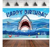 Photography Backdrop Shark Birthday Banner Decoration Background For Boy Girl Shark Sea Theme Party Supplies Baby Shower 120X80cm