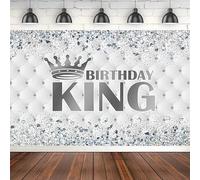 Photography Backdrop Sliver Glitter White Headboard The King Prince Photo Background Poster For Birthday Party Decor Banner 240x180cm