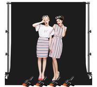 Photography Backdrop Stand Kit with Black Photo Backdrop, 3m x 2m (9.8 x 6.5 ft) Adjustable Background Stand Frame, Portable Photo Studio Background Set for Photography, Video, Streaming, Party