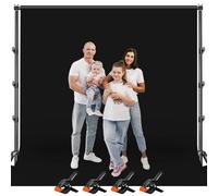 Photography Backdrop Stand Kit with Black Photo Backdrop, 3m x 3m (9.8 x 9.8 ft) Adjustable Background Stand Frame, Portable Photo Studio Background Set for Photography, Video, Streaming, Party