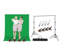 Photography Backdrop Stand Kit with Green Photo Backdrop, 3m x 2m (9.8 x 6.5 ft) Adjustable Background Stand Frame, Portable Photo Studio Background Set for Photography, Video, Streaming, Party
