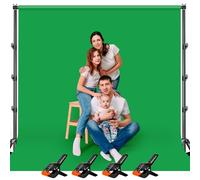 Photography Backdrop Stand Kit with Green Photo Backdrop, 3m x 3m (9.8 x 9.8 ft) Adjustable Background Stand Frame, Portable Photo Studio Background Set for Photography, Video, Streaming, Party