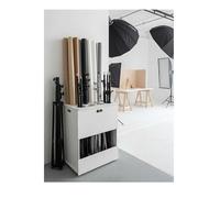 Photography Backdrop Storage Shelf, Rolling Blueprint Organizer for Auto Shop, 2-Tier Movable Stand