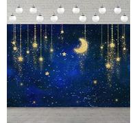 Photography Backdrop Twinkle Little Star Crescent Shiny Star Night Sky Glitter Background For Baby Shower Decor Portrait Shoot 300x200CM