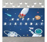 Photography Backdrop Universe Rocket Astronaut Planet Galaxy Outer Space Poster Happy Birthday Party Decorations Background 250x180CM