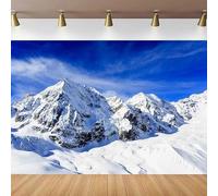 Photography Backdrop Winter Blue Sky White Cloud Snow Mountain Ice Natural Scenery Holiday Tour Ski Birthday Party Background 250x180CM