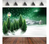 Photography Backdrop Winter Snowflakes Green And White Pines Night Sky Light Spots Background Poster Photophone For Decor Banner 120X80cm