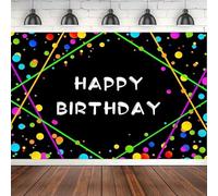 Photography Backdrops Neon Glow In The Dark Confetti Dots Birthday Party Background Graffiti Splash Let’s Glow Dance Banner 120X80cm