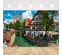 Photography Background, Germany, medieval town, Neckar River, cityscape, sunset, German beer festival, poster, room decoration, backdrop 250x180CM