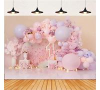 Photography Background Pink Flower Balloon Butterfly Cake Crush Girl 1st Birthday Party Decoration Backdrop Photo Studio 7x5 feet