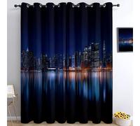Photography Blackout Curtains 3D Print New York Skyline Empire State Building Eyelet Curtains, Black Darkening Thermal Insulated Window Drapes For Living Room Bedroom Boys Girls Room 46" W x 54" L