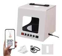 Photography Light Box Kit with 360° Electric Rotating Feature and 4 Adjustable Brightness Fill Lights for Jewelry and Small Item Photography
