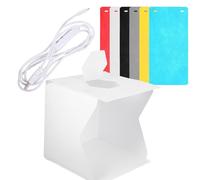 Photography Lightbox with 20 LED Beads, White Pp Folding Studio Box | Six Backdrops Included, Even Diffuse Reflection, Anti Wrinkle, Moistproof