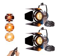 Photography Lighting Kit: (2) Fresnel Tungsten 1000W 3200K Video Lights Dimmer Lamp with (2) Light Bulb Halogen for Shooting, Studio Light Kit for Live Streaming Filming