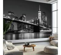 Photography New York Brooklyn Bridge Wallpaper Bedroom Kids Boys 3D Wallpaper Mural, Black Kids Teens Room Poster Photo Wall Mural Themed Room Playroom 350 x 256 cm