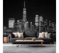 Photography New York Night Scene Non-Woven Wallpaper 450 x 315 cm Bedroom Wall Mural, Black Photo Wallpaper Poster Wall Covering - Children’s Room Home Restaurant Living Room Hallway