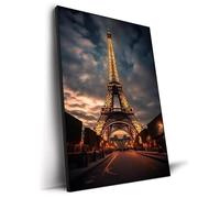 Photography Photo Paris - Eiffel Tower At Night Poster HD Wall Art Canvas Print Painting Pictures for Living Room Home Decor(60x90cm/Without frame)