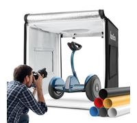 Photography Photo Studio Light Box, Huzofexo Professional Dimmable Shooting Tent Kit with CRI98 LED Light & 6 Color Backdrops, Multi-angle to shoot (60cm/24in)