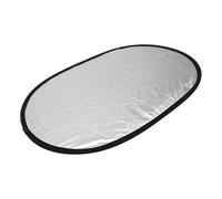 Photography Reflector Portable Light Diffuser Panel, Oval Foldable | Double Sided Cloth Surface, White and Silver, Quick Setup, Collapsible Storage for Tabletop Subjects