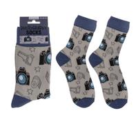 Photography Socks Mens Funny Novelty Camera Photographer Patterned Crew Cotton Socks Size 8-12 Gifts for Men Creative Birthday