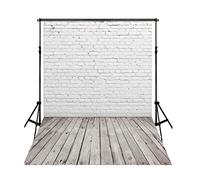 Photography Studio Backdrop, White Brick Wall with Wooden Floor Backdrop Photo Background Cloth Photo Studio Photography Props 1.6x2.3yd