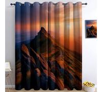 Photography Sunrise In The Carpathian Mountains Blackout Curtains 55” W x 102” L Polyester Eyelet Curtain, Drop Room Darkening Orange Color Curtains Thermal Insulated Window Drapes 2 Panels