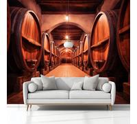 Photography Underground Wine Cellar Non-Woven Wallpaper 400 x 280 cm Bedroom Wall Mural, Brown Photo Wallpaper Poster Wall Covering, for Children’s Room Home Restaurant Living Room Hallway