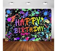 Photograpy Backdrop Neno Glow In The Dark Black Light Colorful Graffiti Splatter Splash Paint Background Birthday Party Poster 180X120cm