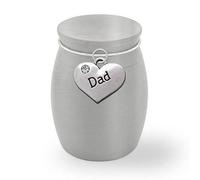 PhotoJewelryMaking Small Mini Size Dad Father Memorial Ashes Holder Container Jar Vial Brushed Stainless Steel Cremation Funeral Urn 1 1/2" Tall