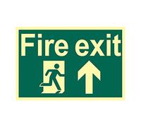 Photoluminescent Fire Exit Arrow Up Sign, Glow In The Dark, Flexible Vinyl, W300mm x H200mm