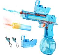 PhotonSplash Electric Water Gun - Futuristic Handheld Soaker with Light-Up Photon Emitter, High-Capacity 425ml Tank & Scope - Dual Battery Water Toy for Kids & Adults in the Garden/at the Beach (Blue)