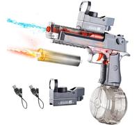 PhotonSplash Electric Water Gun - Futuristic Handheld Soaker with Light-Up Photon Emitter, High-Capacity 425ml Tank & Scope - Dual Battery Water Toy for Kids & Adults in the Garden/at the Beach (Grey)
