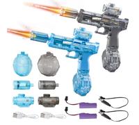 PhotonSplash Electric Water Gun - Light-Up Handheld Soaker with Rechargeable Battery & Precision Scope - 325ml High-Capacity Tank - For Kids & Kidults Ages 3+ (6, Duo Pack - Grey & Blue)